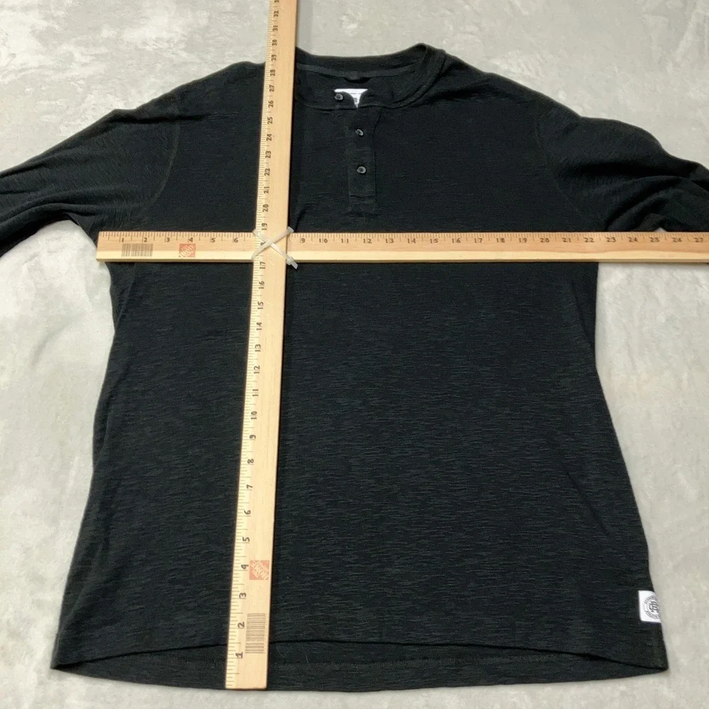 Reigning Champ Henley Shirt Slub Cotton Long Sleeve Black Mens Size Large Canada